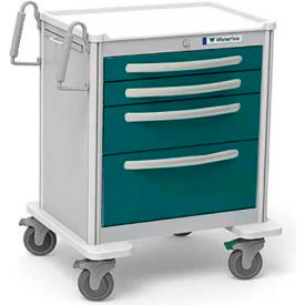 4 Drawer Unicart, light gray exterior / choice of color drawers, lever lock